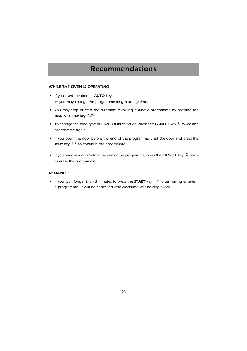 Recommendations | Caple CM101 User Manual | Page 23 / 28