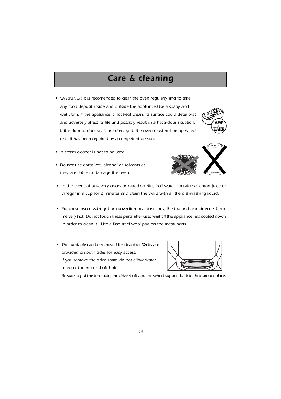 Care & cleaning | Caple CM101 User Manual | Page 24 / 28