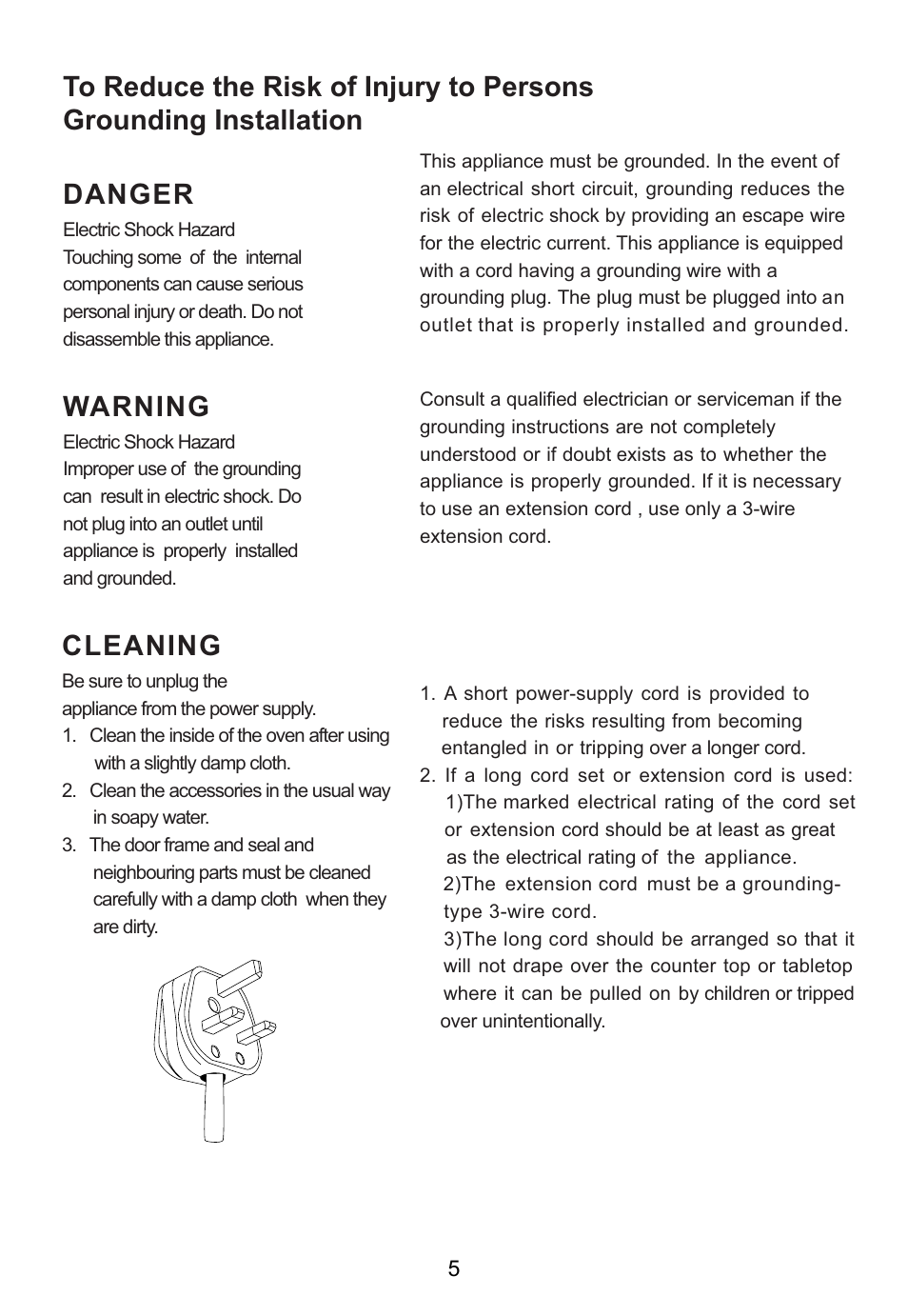 Danger, Warning | Caple CM119 User Manual | Page 5 / 17