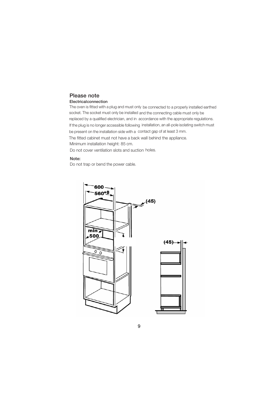Installation instructions, A. built-in furniture | Caple CM119 User Manual | Page 9 / 17