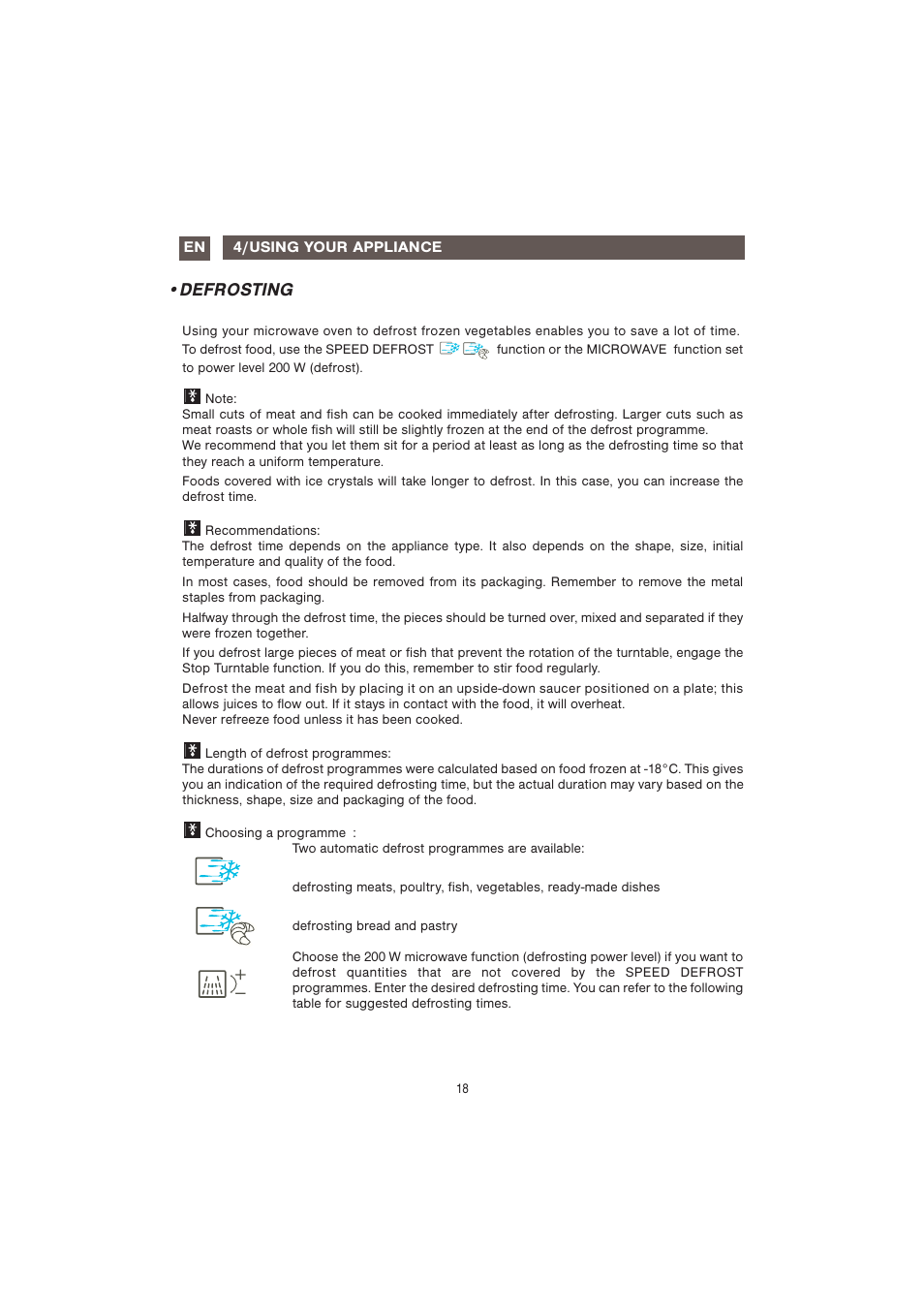 Defrosting | Caple CM107 User Manual | Page 18 / 29