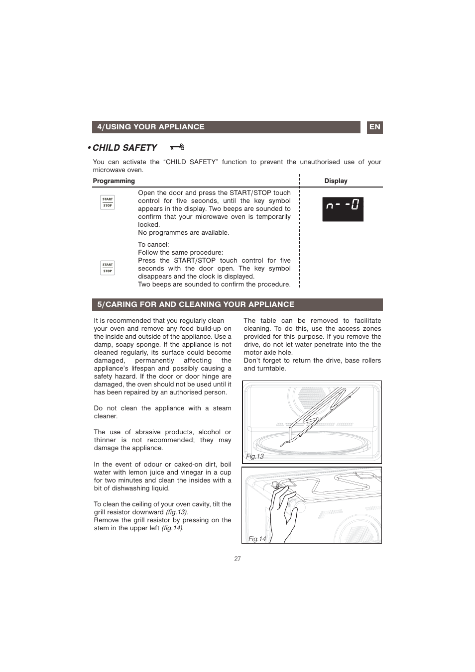 Child safety | Caple CM107 User Manual | Page 27 / 29