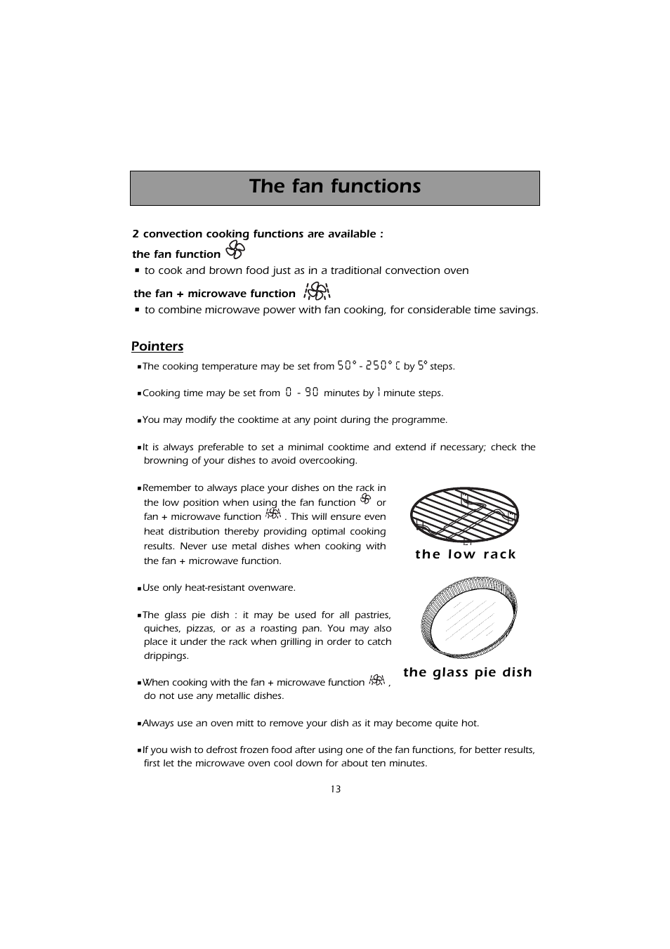 The fan functions | Caple CM103 User Manual | Page 13 / 20