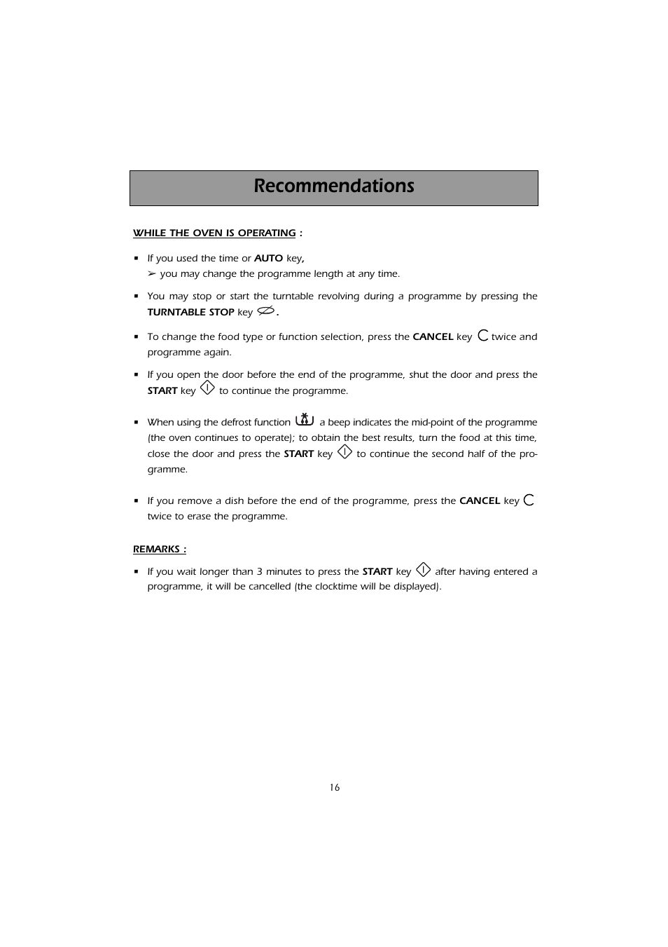 Recommendations | Caple CM103 User Manual | Page 16 / 20