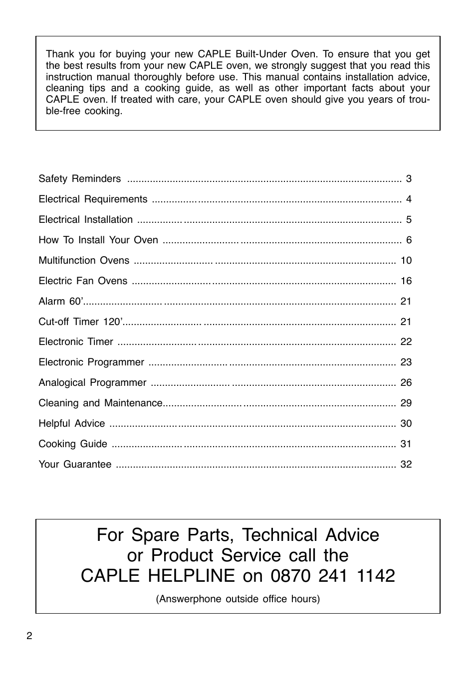 Caple C201 User Manual | Page 2 / 32