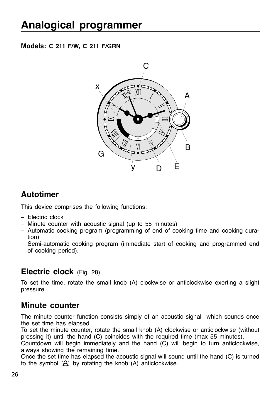 Analogical programmer | Caple C201 User Manual | Page 26 / 32