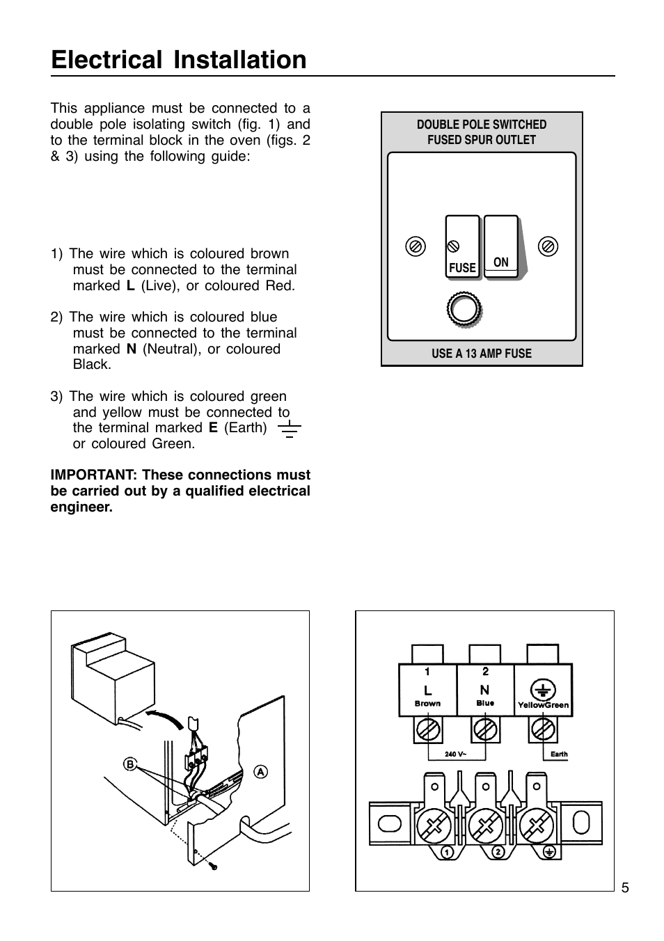 Electrical installation | Caple C201 User Manual | Page 5 / 32