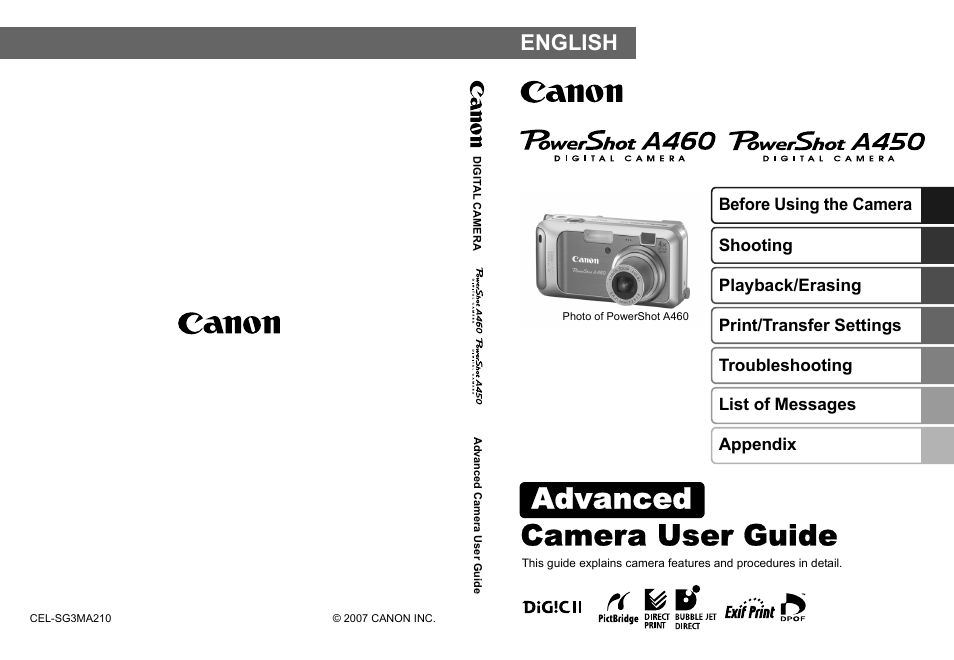 Canon A450 User Manual | 112 pages