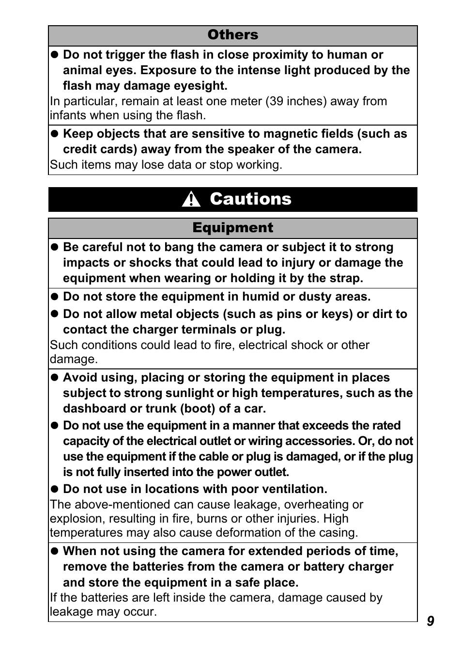 Cautions | Canon A450 User Manual | Page 11 / 112