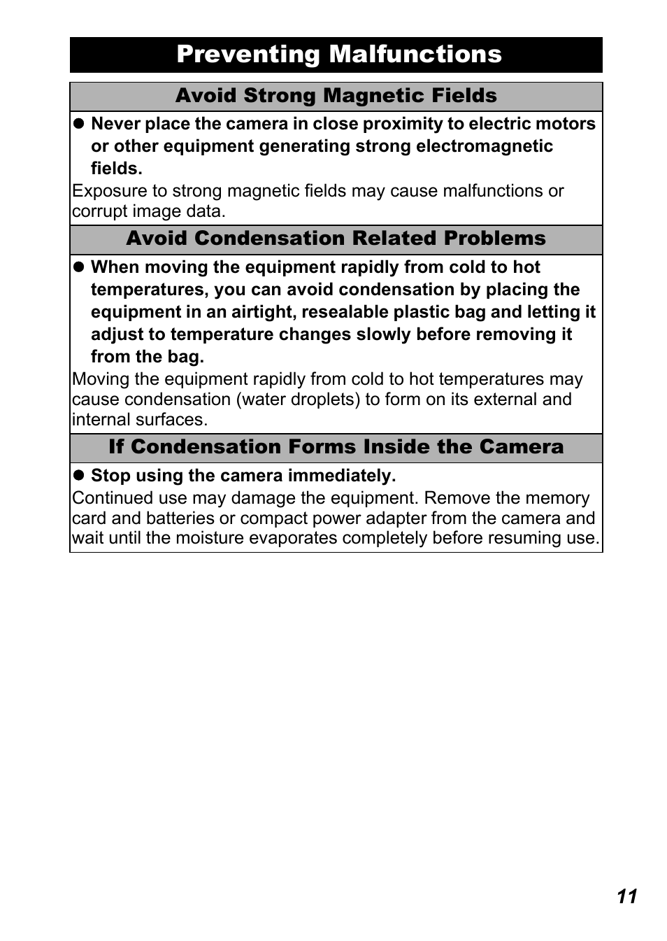 Preventing malfunctions | Canon A450 User Manual | Page 13 / 112