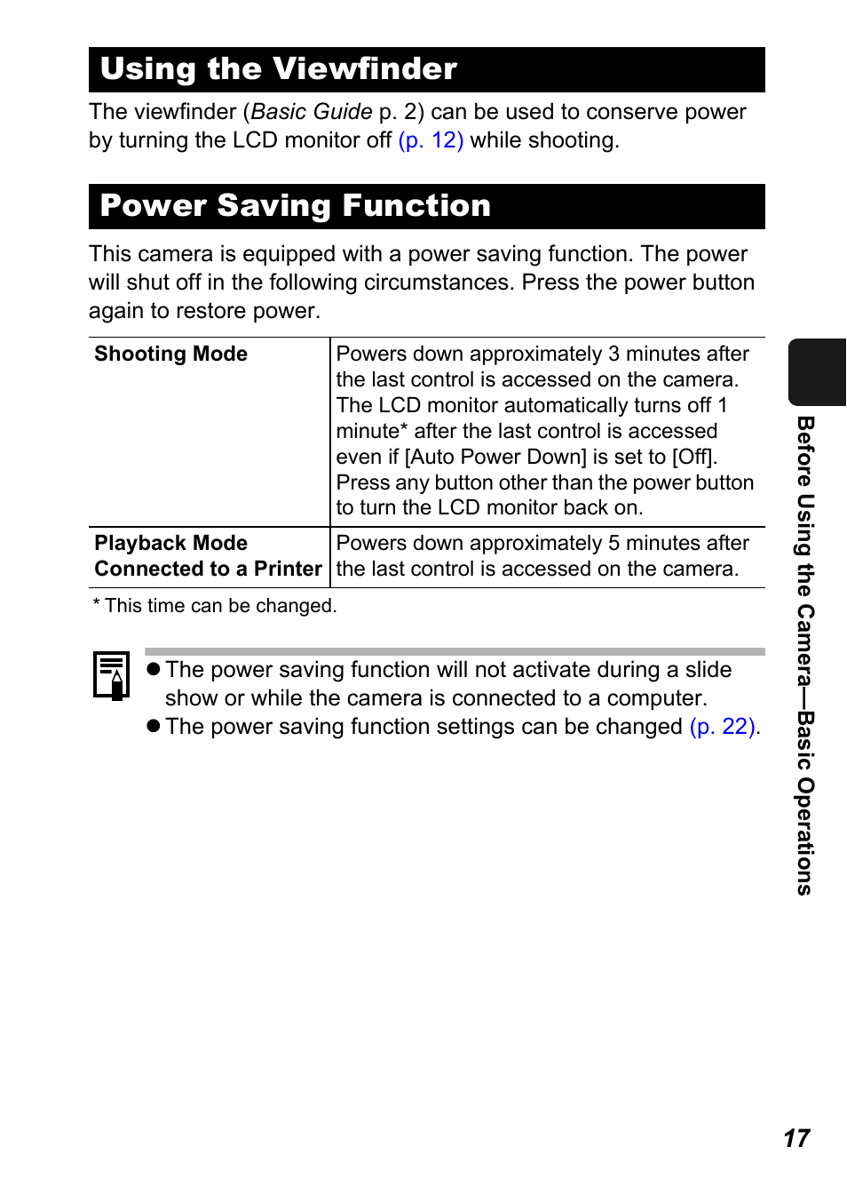 Using the viewfinder, Power saving function, Using the viewfinder power saving function | Canon A450 User Manual | Page 19 / 112