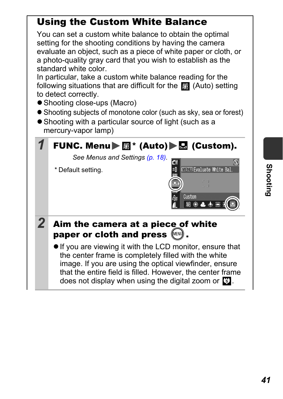 Using the custom white balance | Canon A450 User Manual | Page 43 / 112