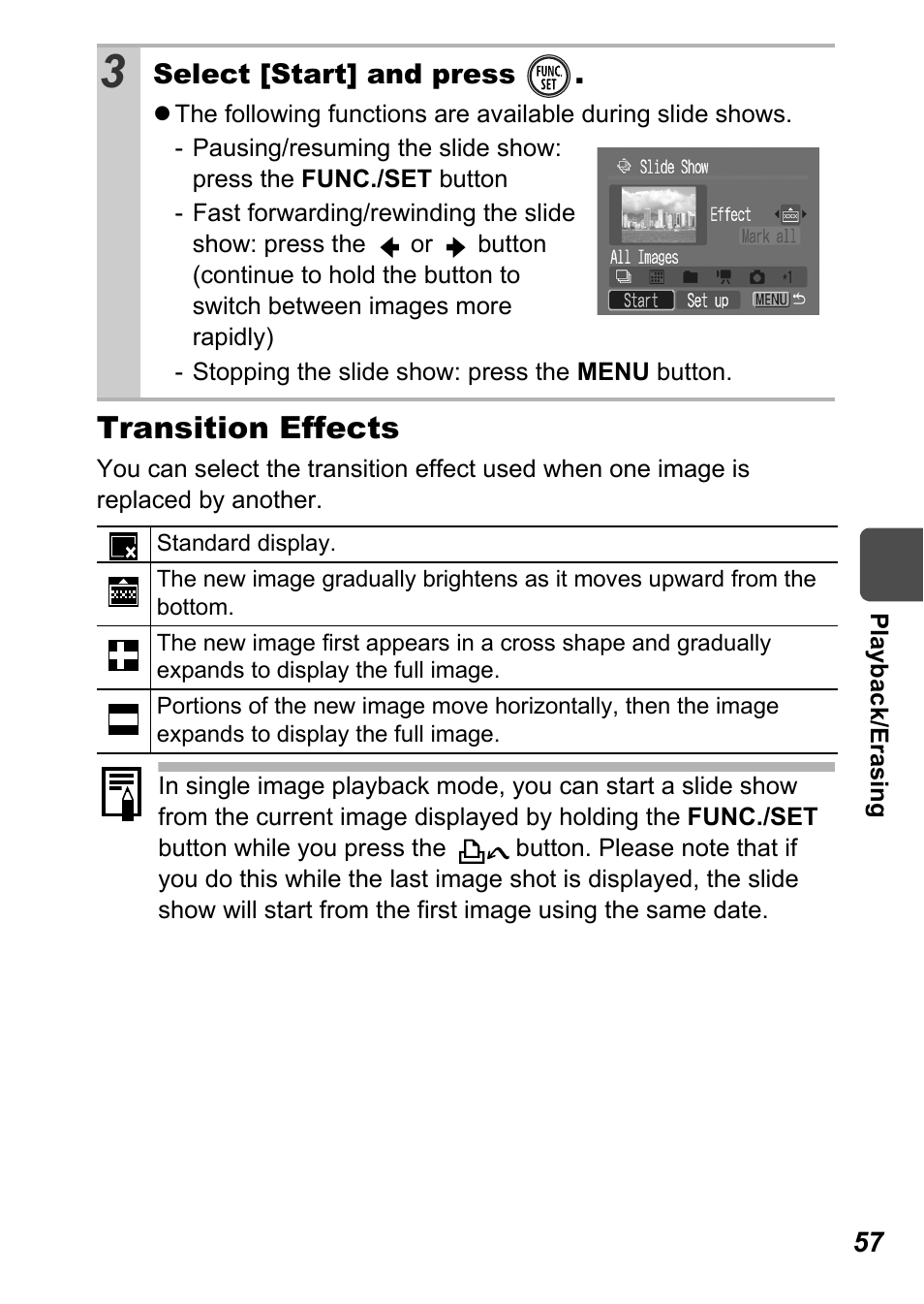 Tton, P. 57), Transition effects | Canon A450 User Manual | Page 59 / 112