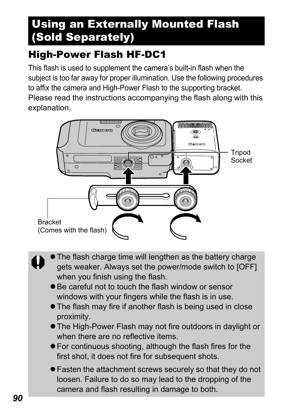 High-power flash hf-dc1 | Canon A450 User Manual | Page 92 / 112