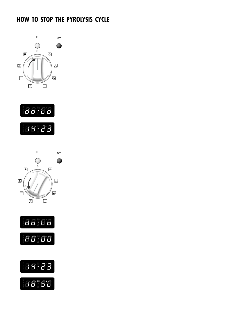 How to stop the pyrolysis cycle 1 | Caple C240SS User Manual | Page 16 / 40