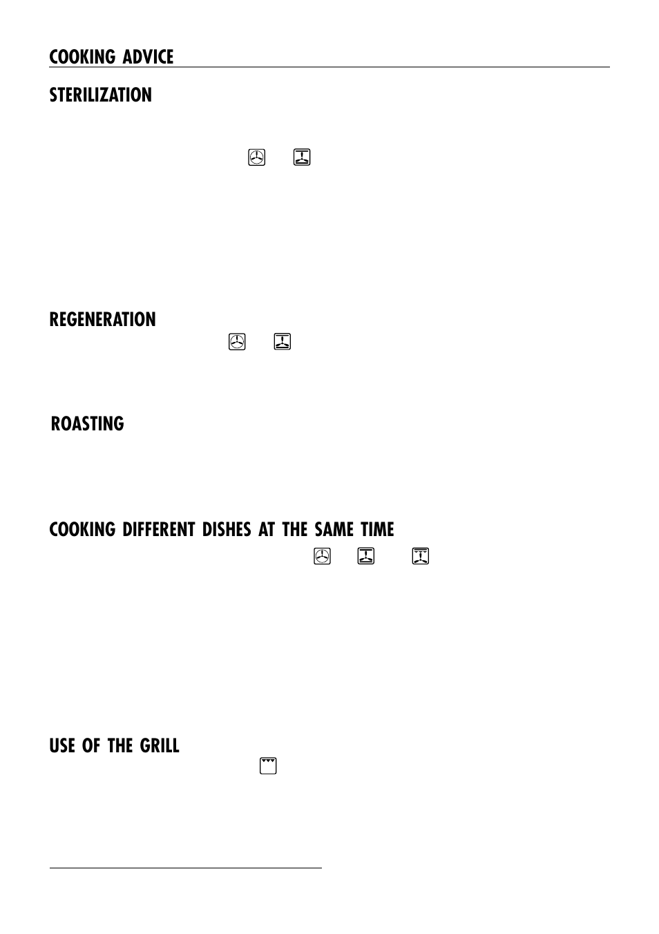 Use of the grill, Cooking different dishes at the same time, Cooking advice sterilization | Regeneration, Roasting | Caple C240SS User Manual | Page 24 / 40