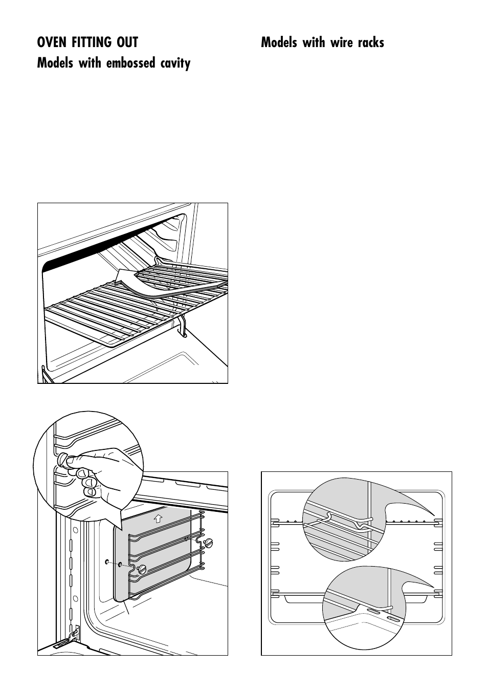 Models with wire racks, Oven fitting out models with embossed cavity | Caple C270GSS User Manual | Page 21 / 32