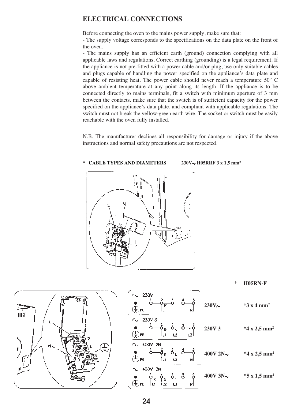 24 electrical connections | Caple C2470SS User Manual | Page 24 / 47