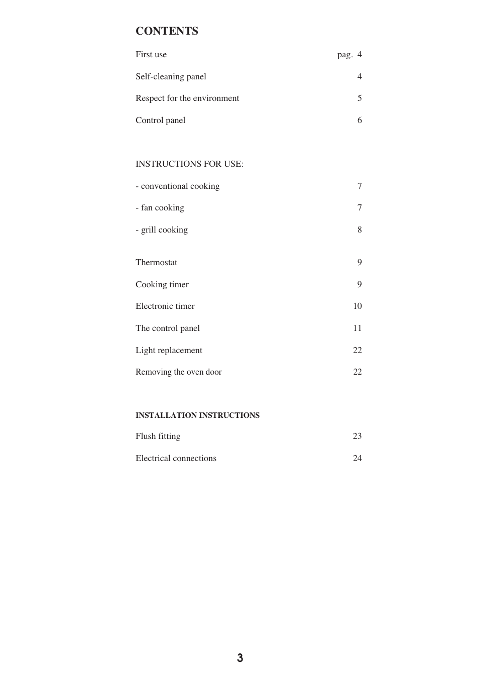 3contents | Caple C2470SS User Manual | Page 3 / 47