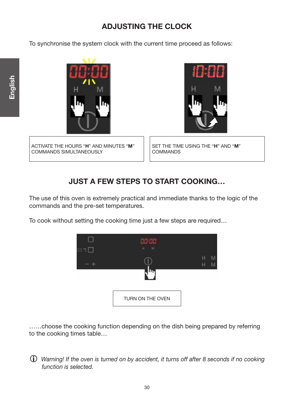 Adjusting the clock, Just a few steps to start cooking | Caple C2470SS User Manual | Page 30 / 47