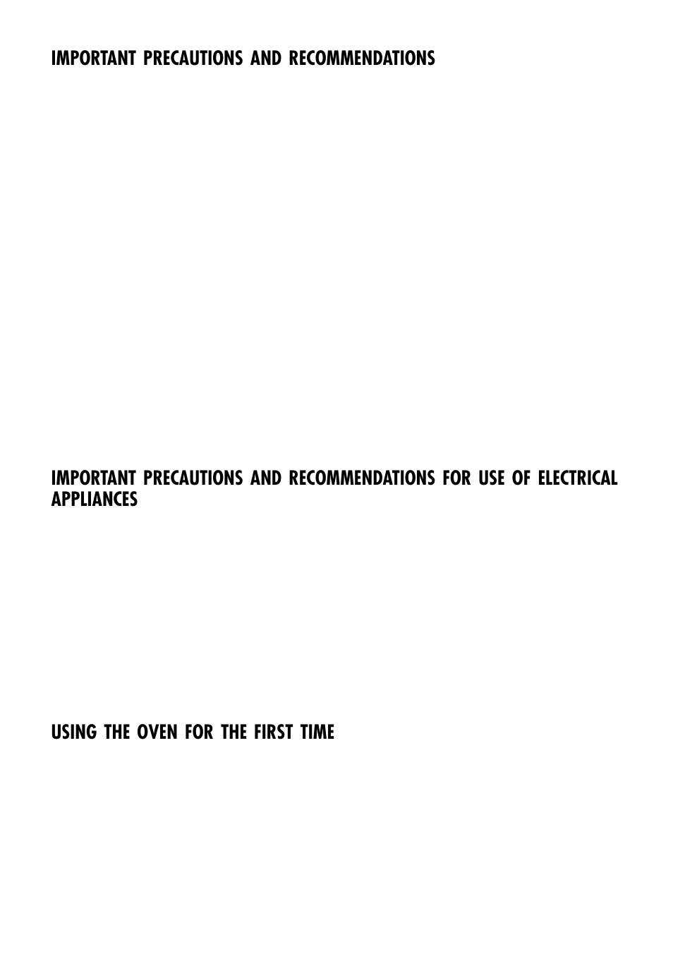 Important precautions and recommendations, Using the oven for the first time | Caple C232SS User Manual | Page 3 / 32