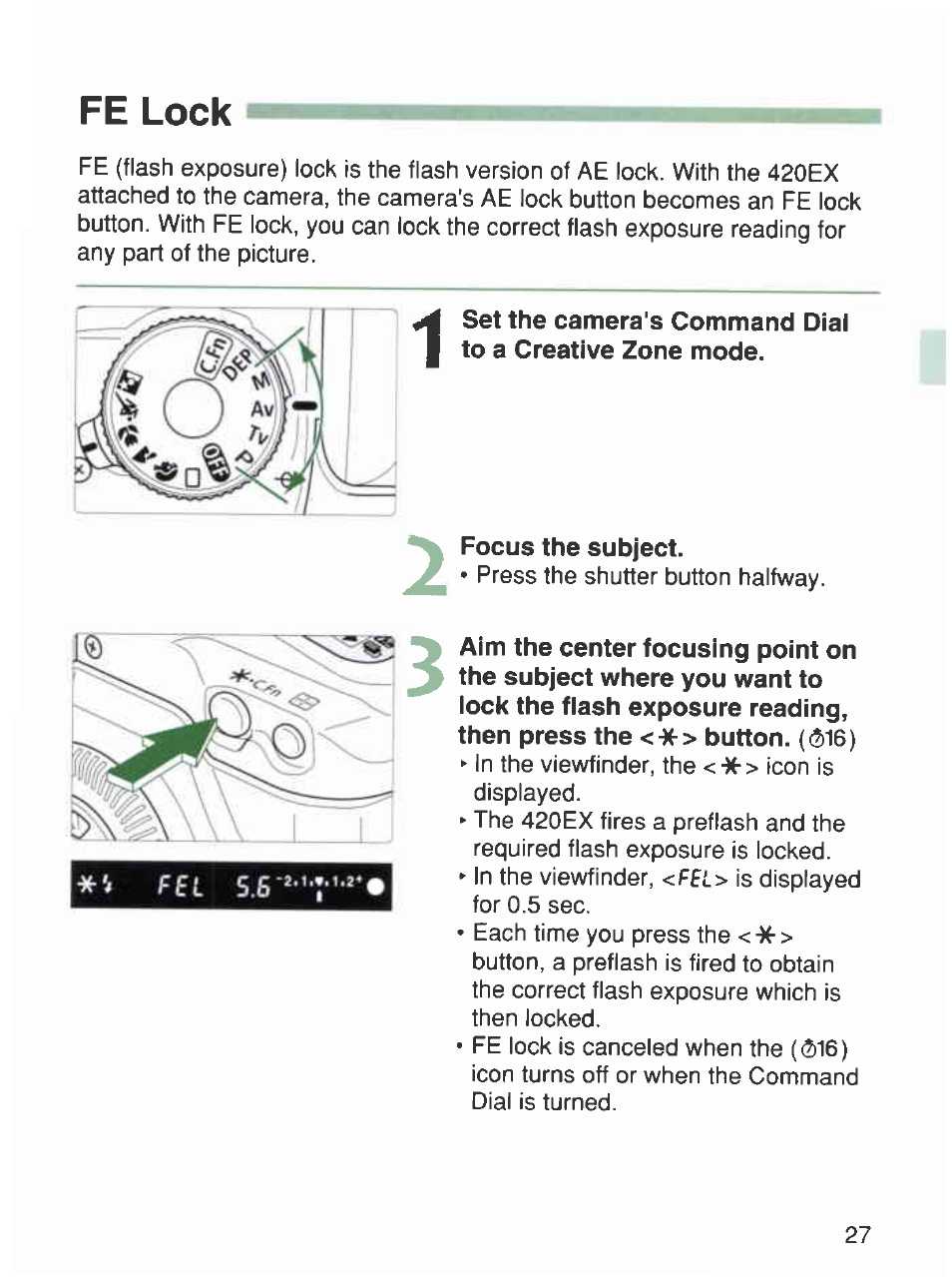 Fe lock | Canon 420EX User Manual | Page 27 / 56