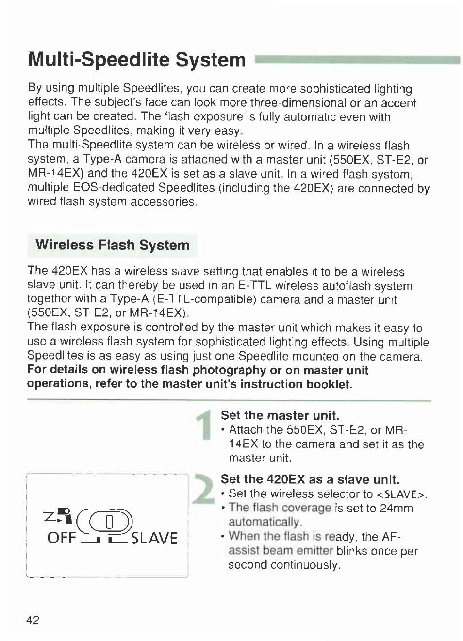 Offtmzlslave, Multi-speedlite system | Canon 420EX User Manual | Page 42 / 56