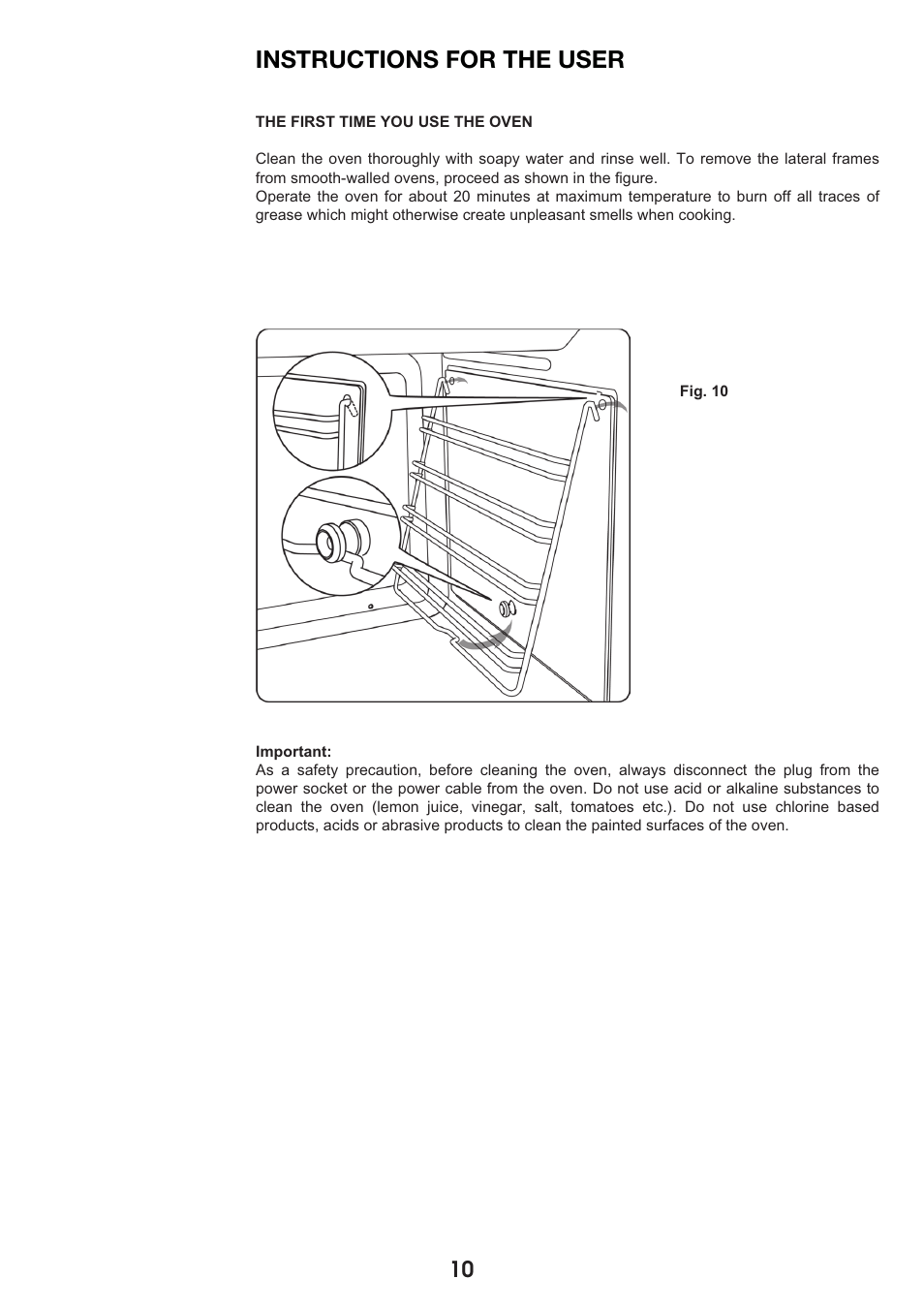 Instructions for the user | Caple C2500SS User Manual | Page 10 / 20