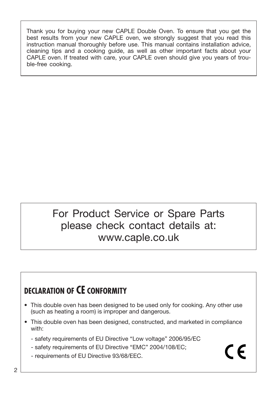 Caple C3400 User Manual | Page 2 / 32