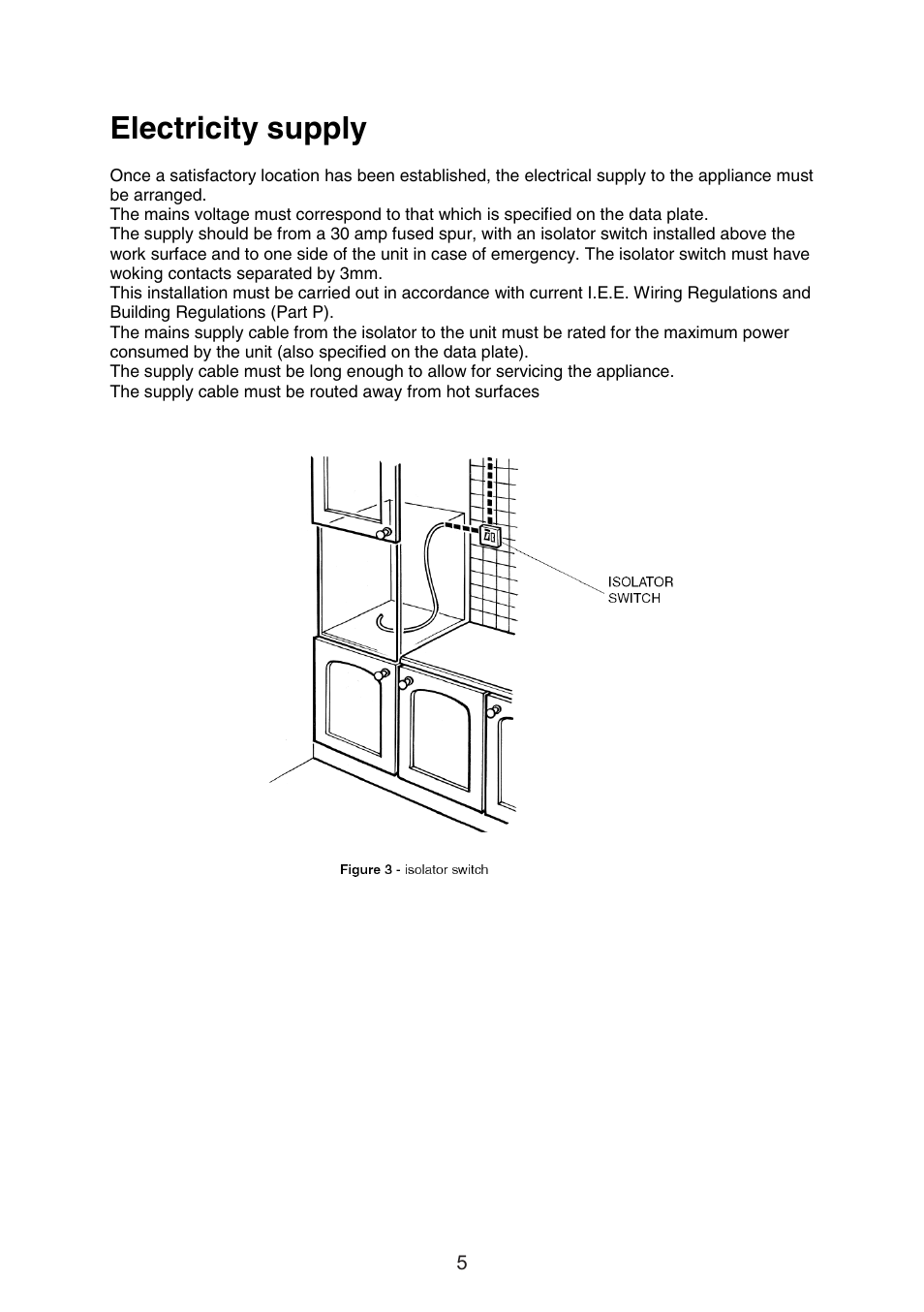 Electricity supply | Caple C3232 User Manual | Page 5 / 15