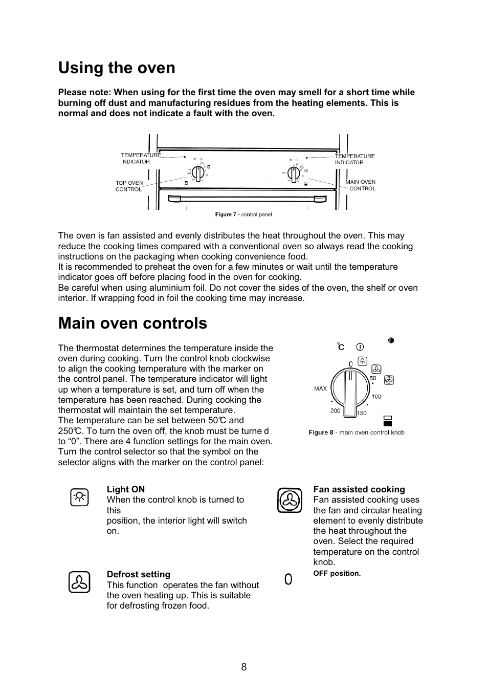 Using the oven, Main oven controls | Caple C3232 User Manual | Page 8 / 15