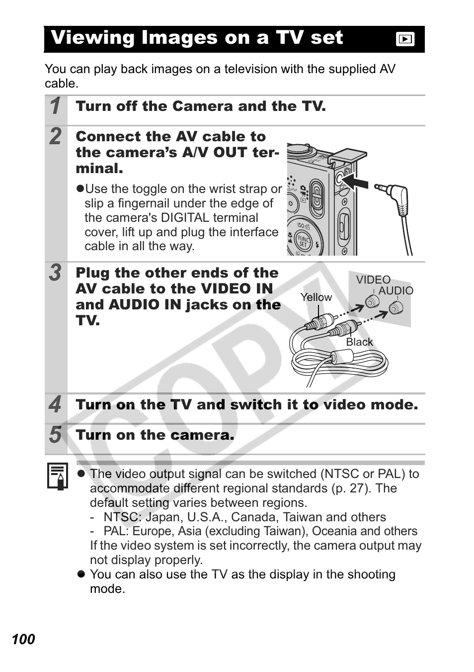 Viewing images on a tv set | Canon Leather Soft Case 70 User Manual | Page 102 / 163