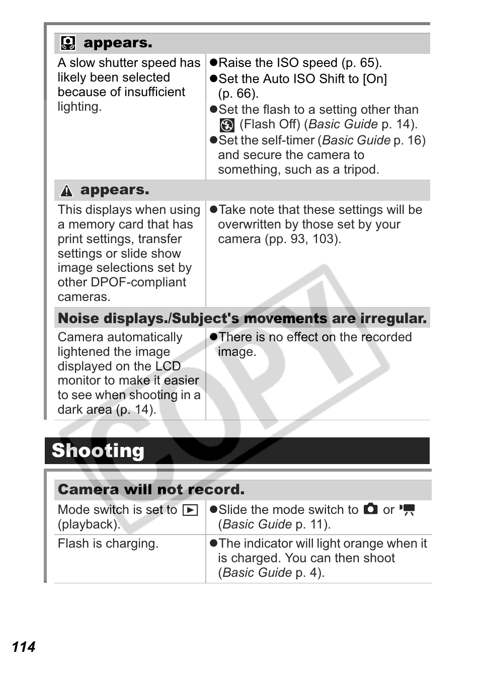 Shooting | Canon Leather Soft Case 70 User Manual | Page 116 / 163
