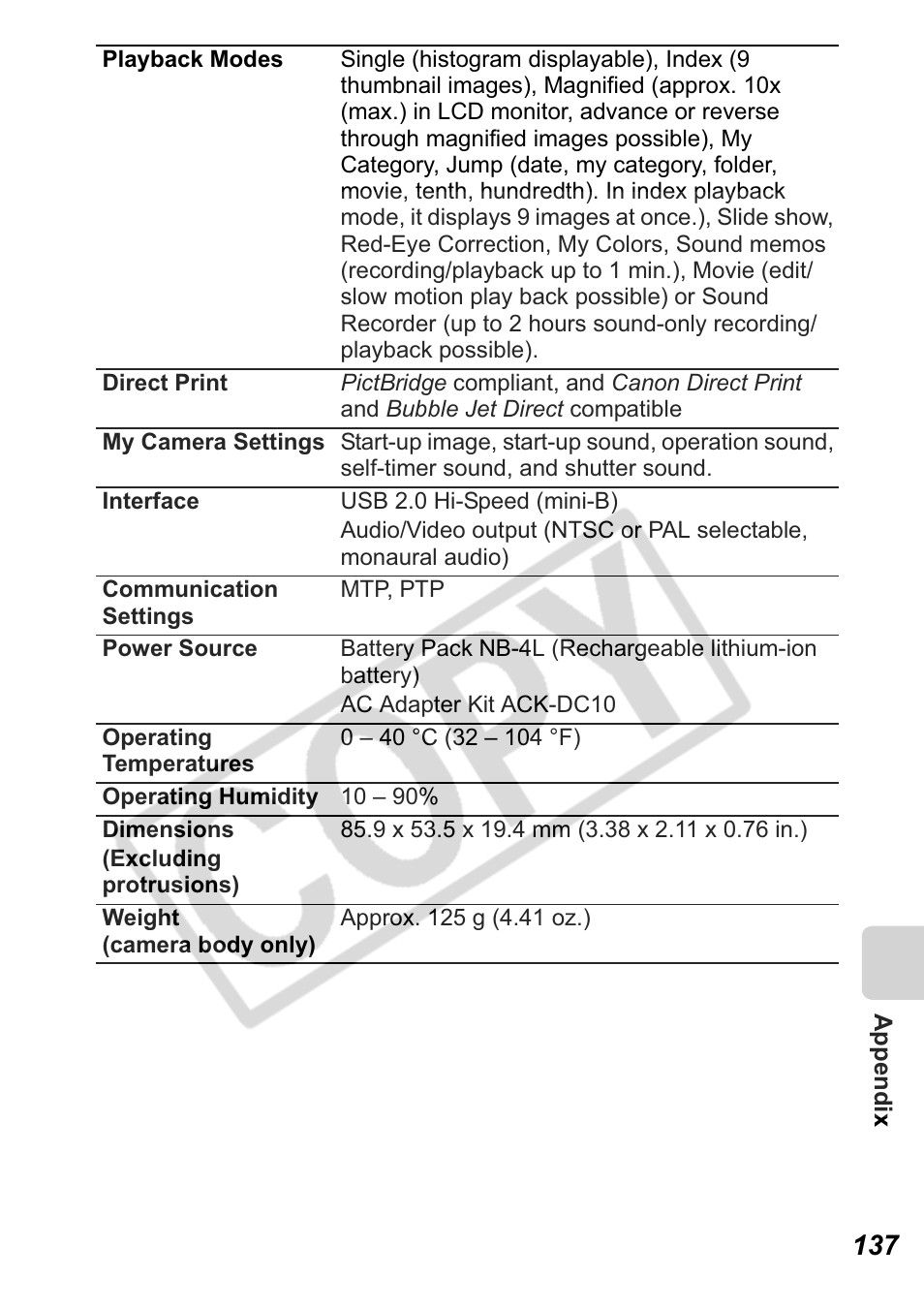 Canon Leather Soft Case 70 User Manual | Page 139 / 163