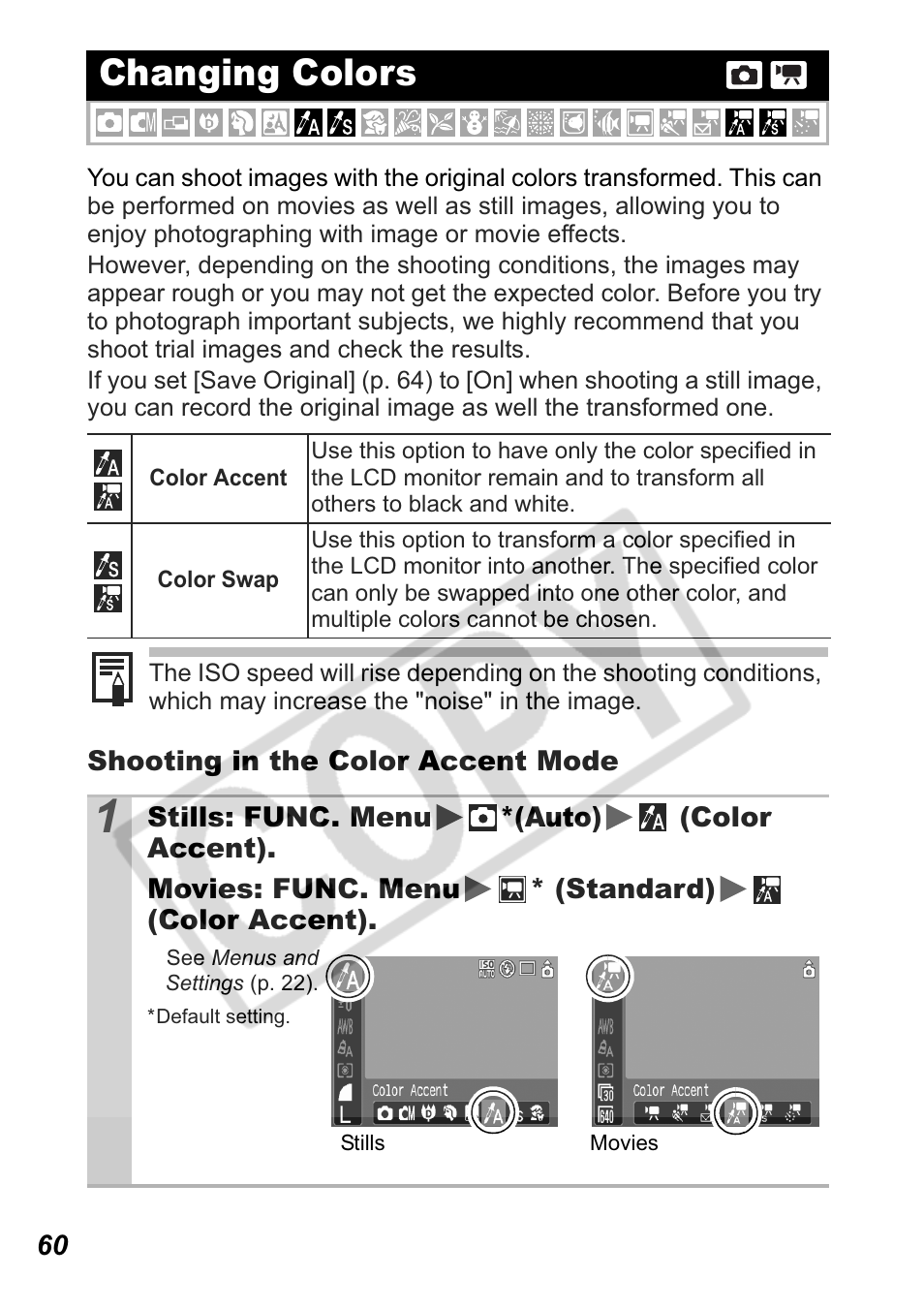 Changing colors | Canon Leather Soft Case 70 User Manual | Page 62 / 163