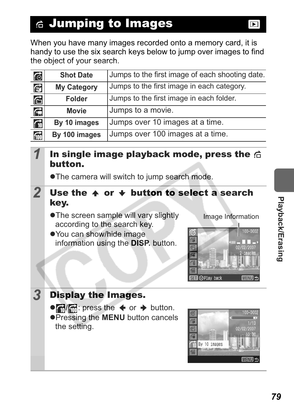 Jumping to images | Canon Leather Soft Case 70 User Manual | Page 81 / 163