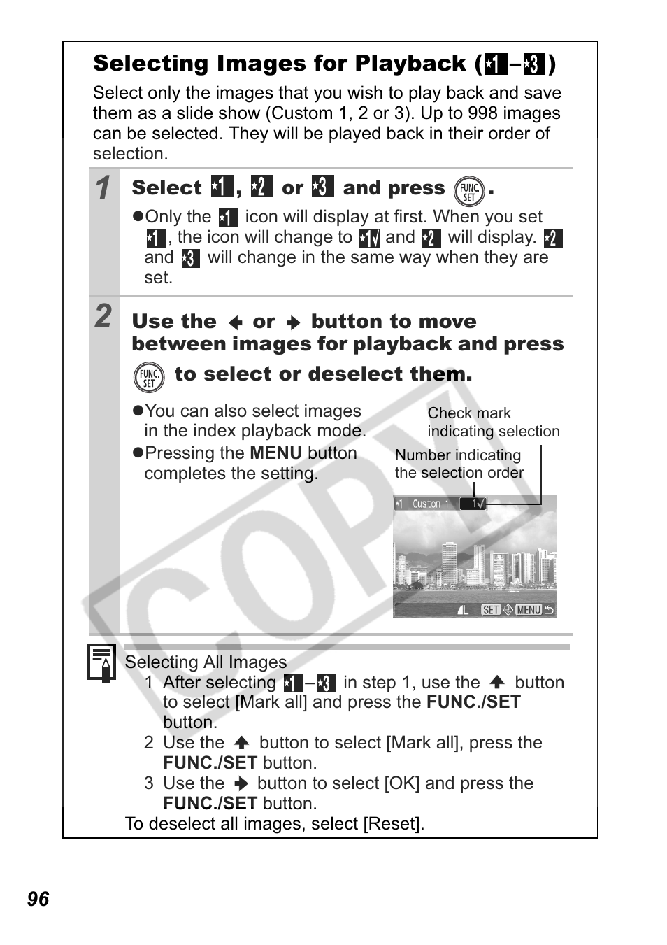 Selecting images for playback ( – ) | Canon Leather Soft Case 70 User Manual | Page 98 / 163