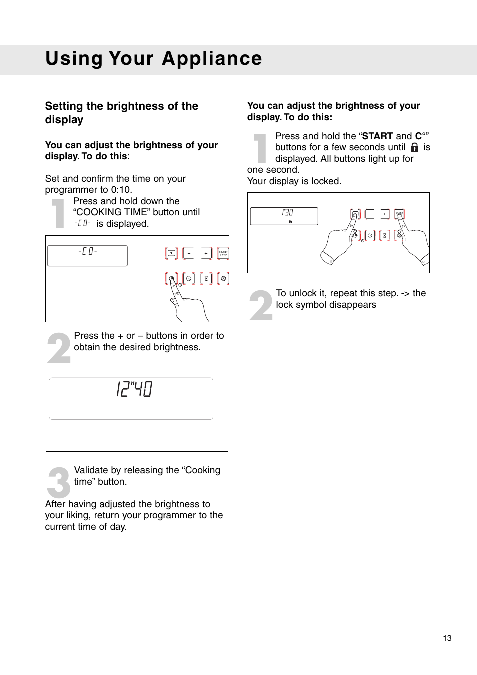 Using your appliance | Caple C2471 User Manual | Page 13 / 22