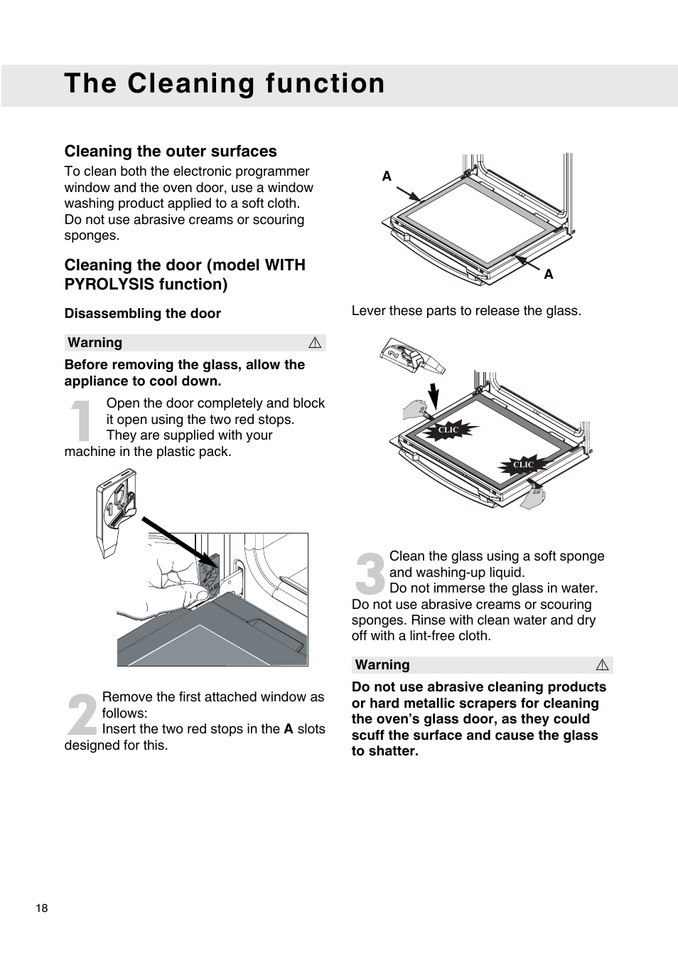 The cleaning function | Caple C2471 User Manual | Page 18 / 22