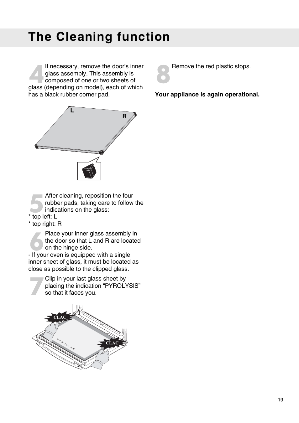 The cleaning function | Caple C2471 User Manual | Page 19 / 22