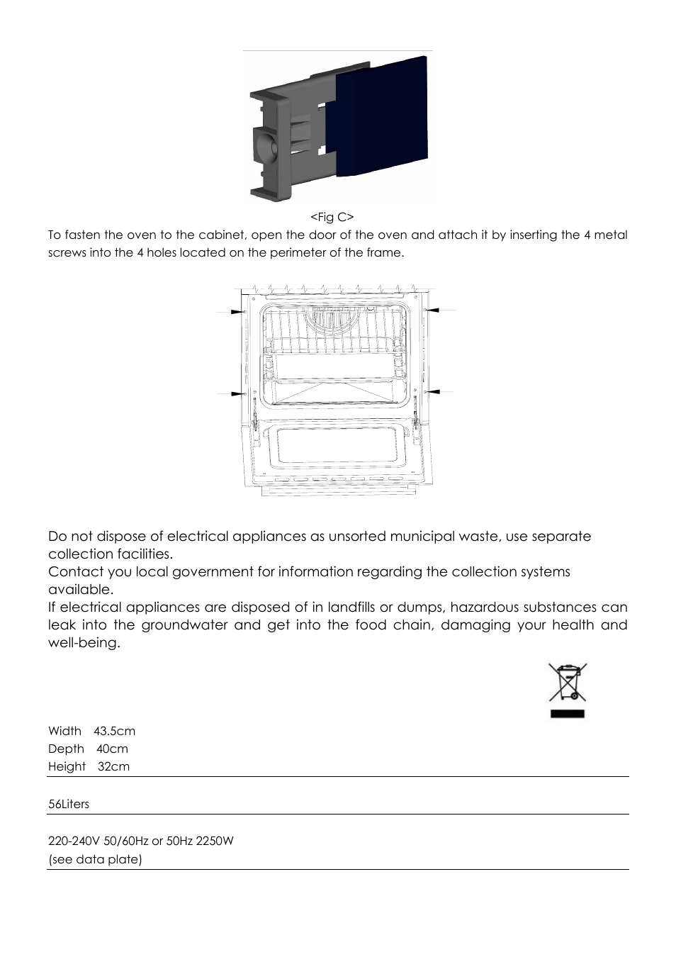 Technical specifications | Caple C2214 User Manual | Page 13 / 14