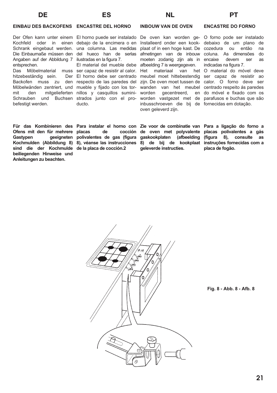 Es nl pt de 21 | Caple C2511 User Manual | Page 22 / 53