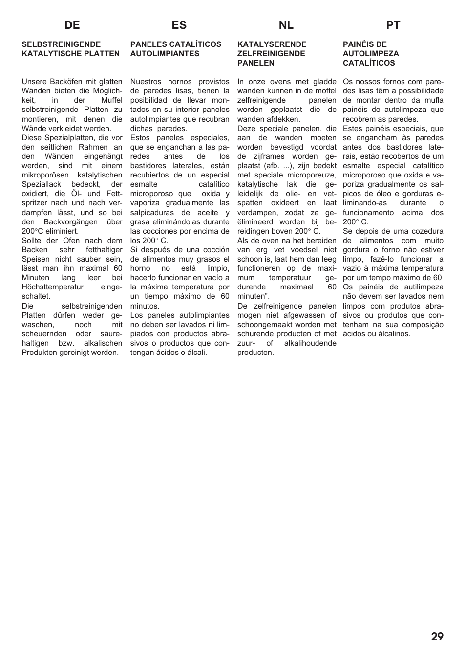 Es nl pt de 29 | Caple C2511 User Manual | Page 30 / 53