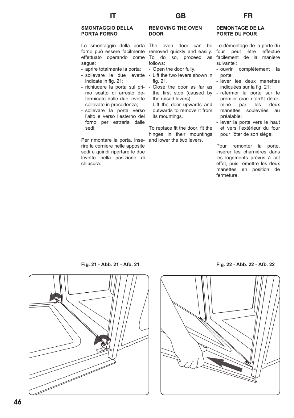 It gb fr 46 | Caple C2511 User Manual | Page 47 / 53