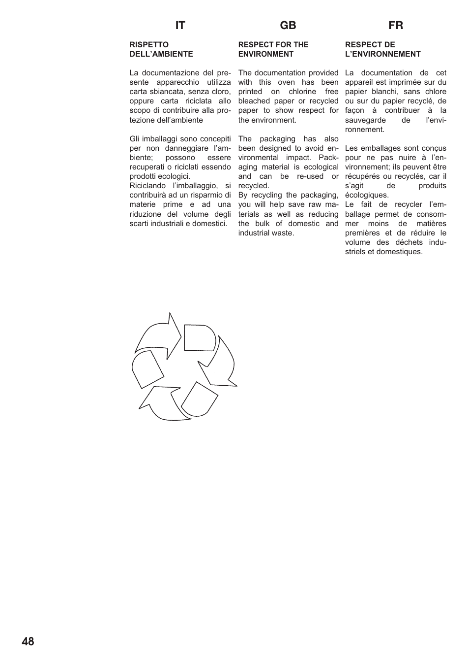 It gb fr 48 | Caple C2511 User Manual | Page 49 / 53