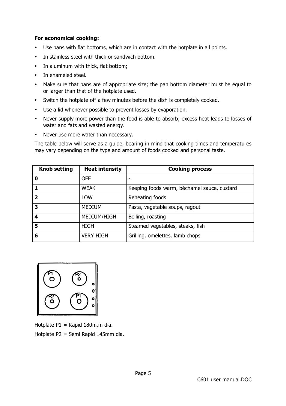 Caple C601 User Manual | Page 5 / 6