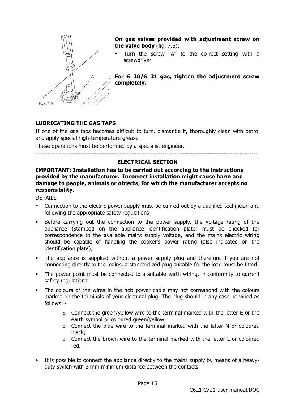 Caple C621 User Manual | Page 15 / 18