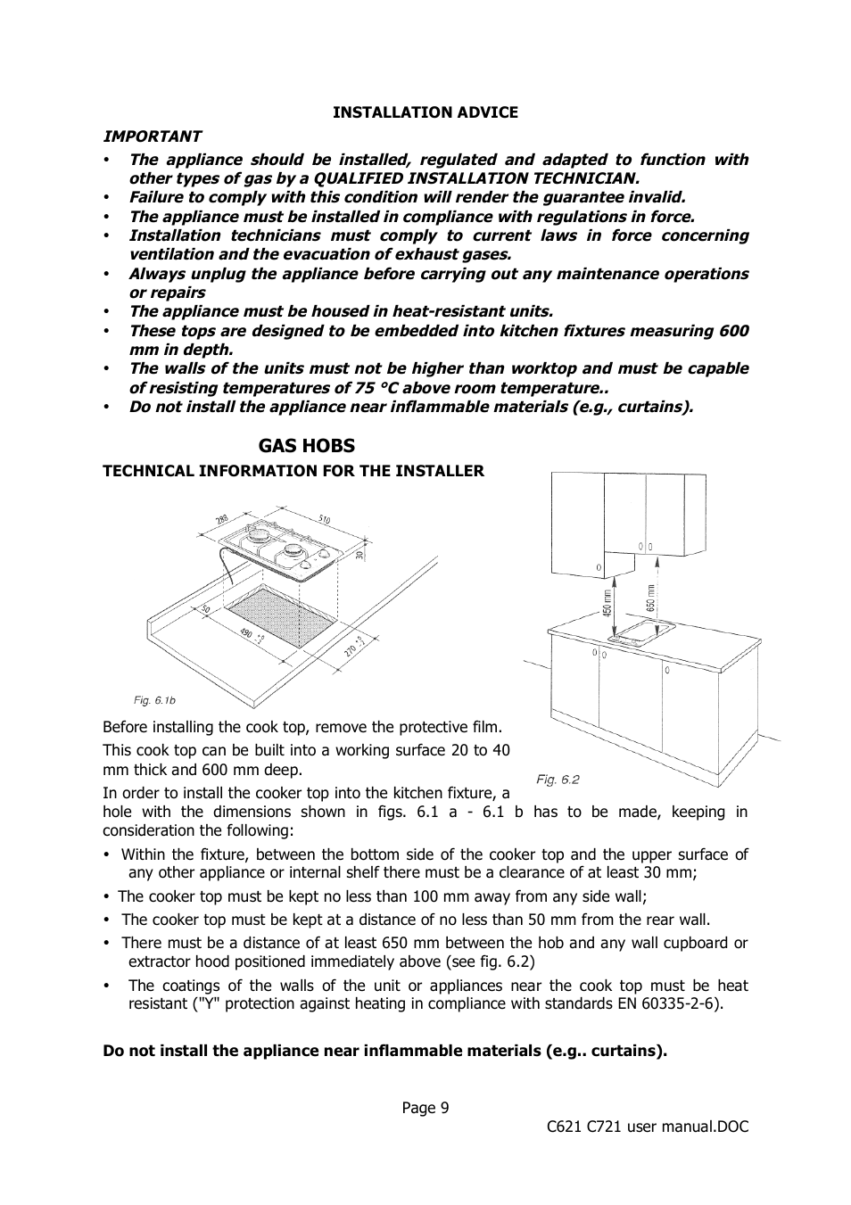 Caple C621 User Manual | Page 9 / 18