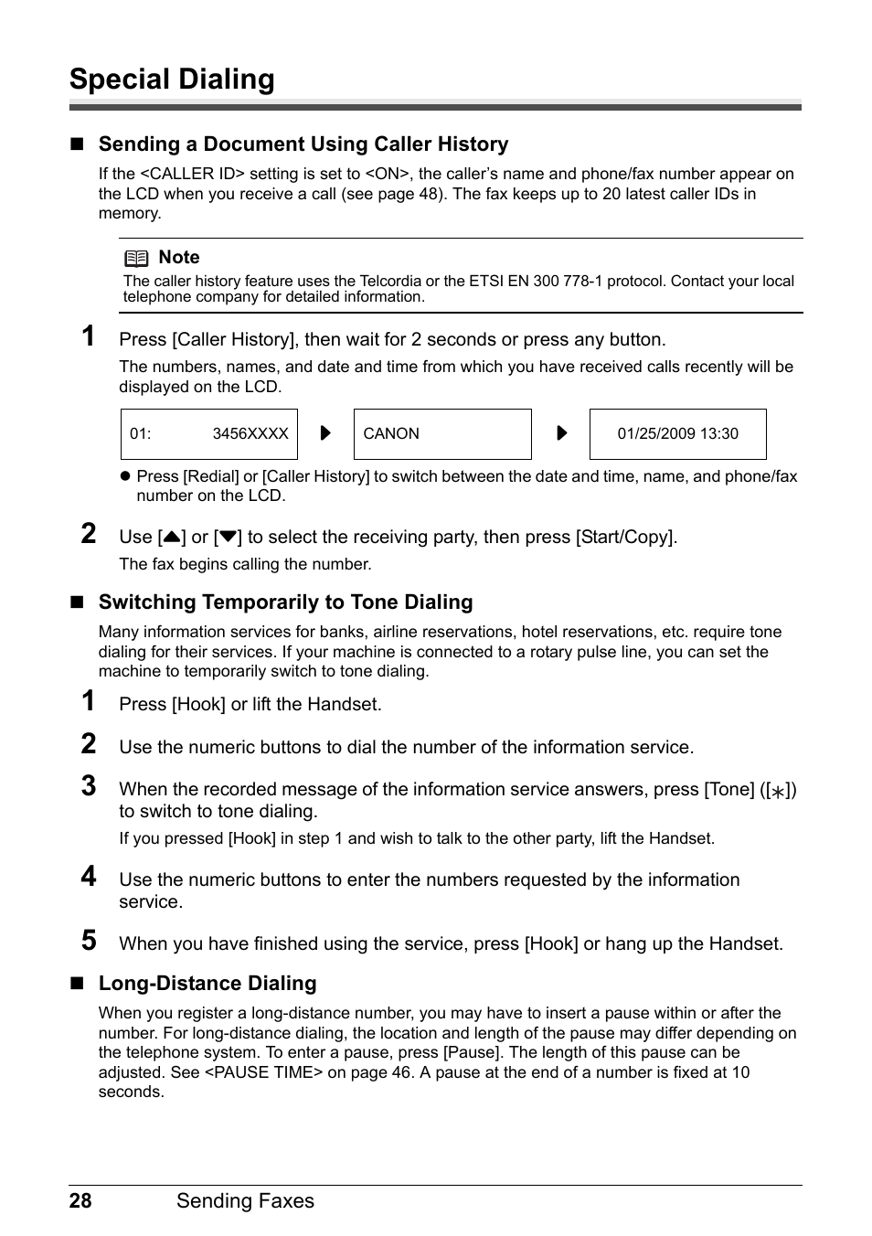 Special dialing | Canon FAX-JX210P User Manual | Page 29 / 86