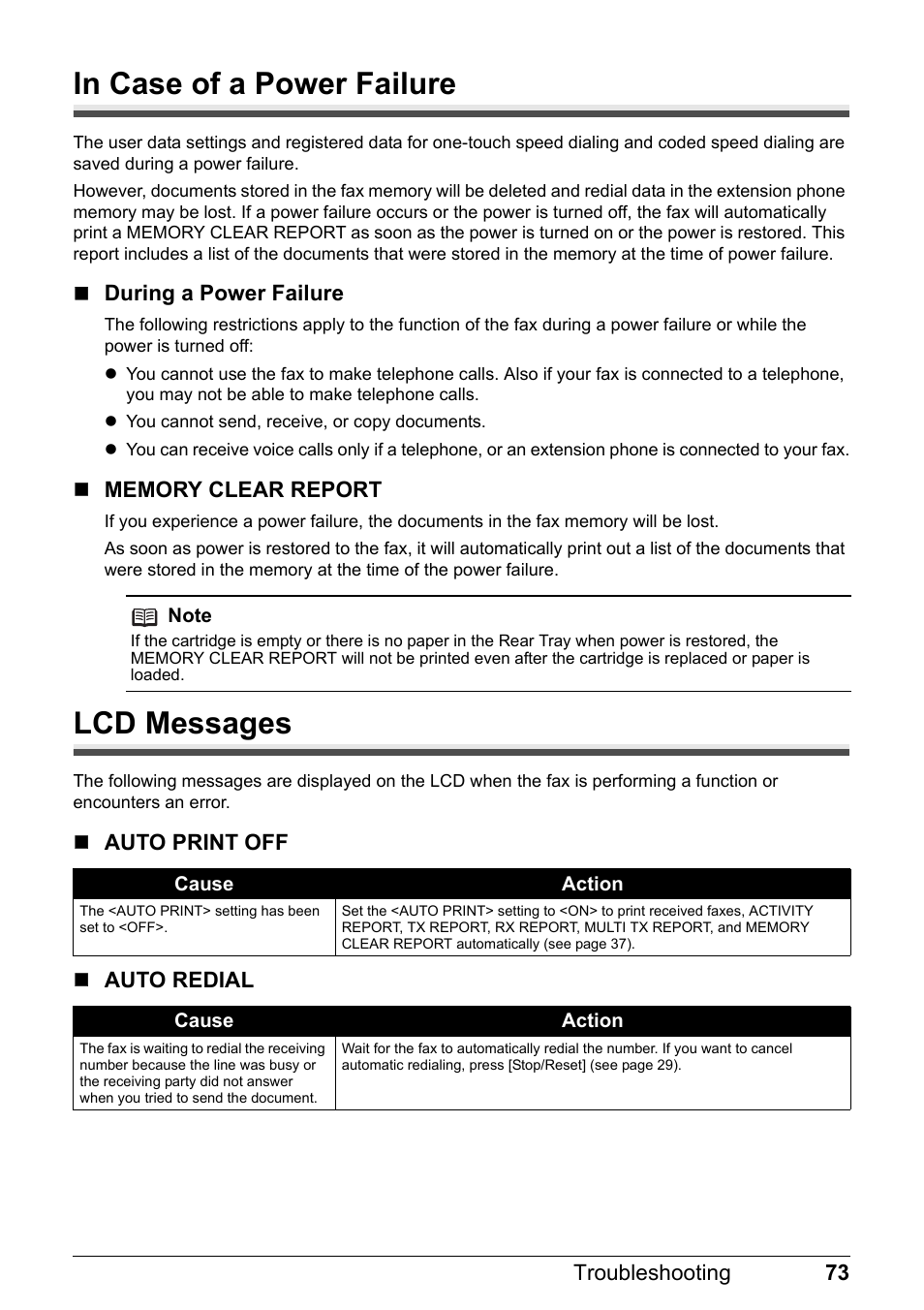 Lcd messages | Canon FAX-JX210P User Manual | Page 74 / 86